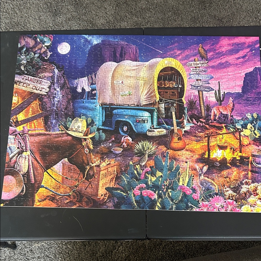 Scenic Desert Puzzle with Wagon - Multicolor
